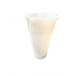 White Milk Glass Vase with Ribbed Texture and Flared Rim